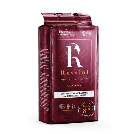 Caffè macinato Rossini Gran Crema, mattonella sottovuoto 250 g