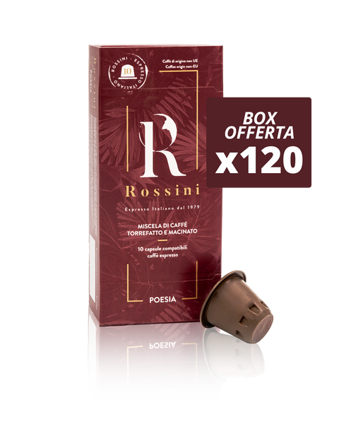 Box 120 capsule compatibili Nespresso Rossini Caffè Poesia