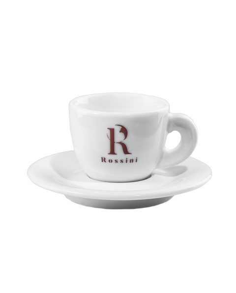 Set 6 tazzine da caffè espresso Rossini in porcellana con piattino